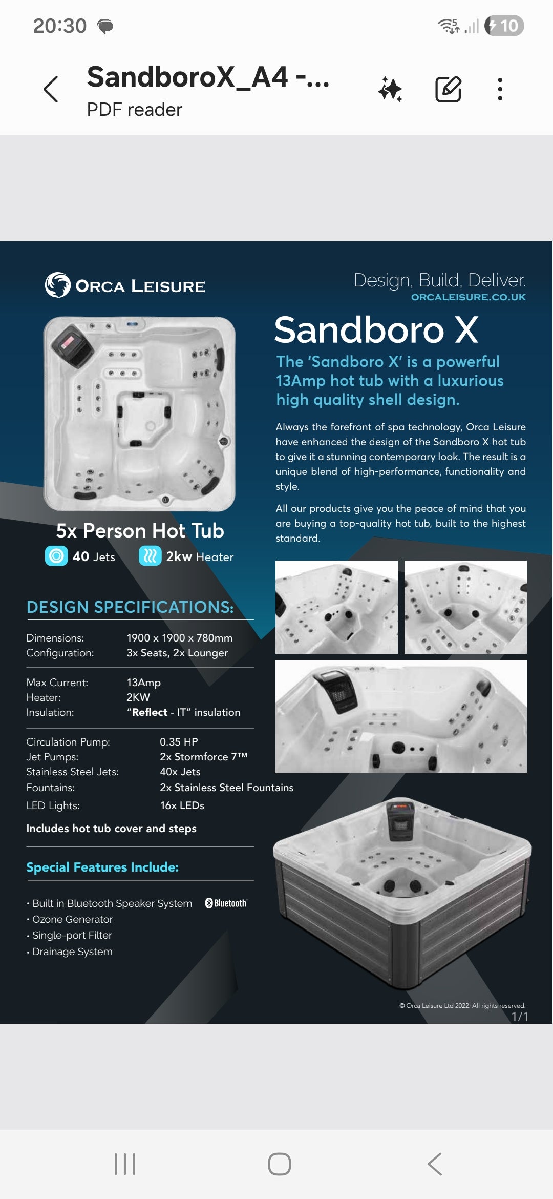 4 person HOT TUB SPA, only 2kw power draw(normal plug) delivery and installation included